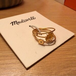 New, Never Worn Madewell Eco-Friendly Goldtone Cubic Zirconia Daisy Flower Rings